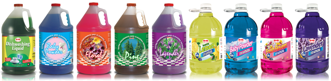 Gallons of Floor Cleaners and Dish Washer Soap from BII and B2B lines